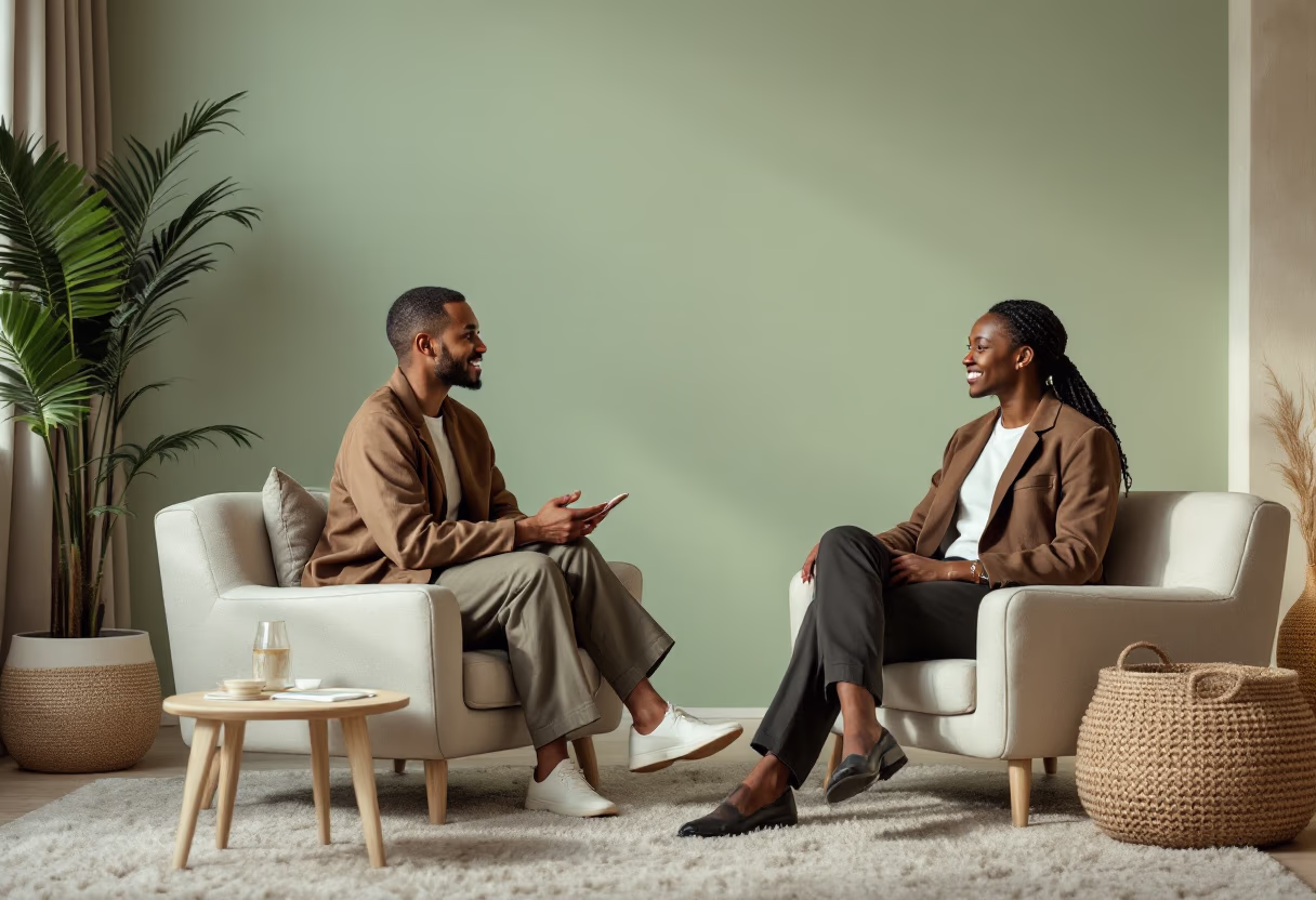 image of a coaching session in modern minimalist setting